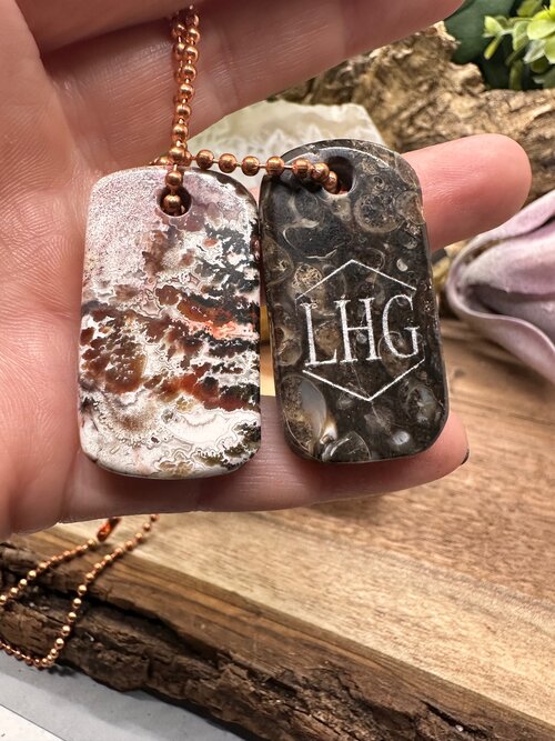 LHG Jasper and Turitella Agate dog tags