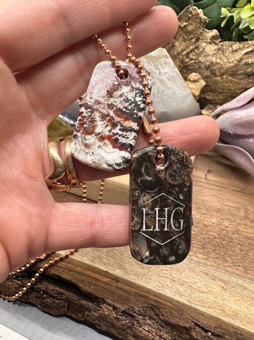 LHG Jasper and Turitella Agate dog tags