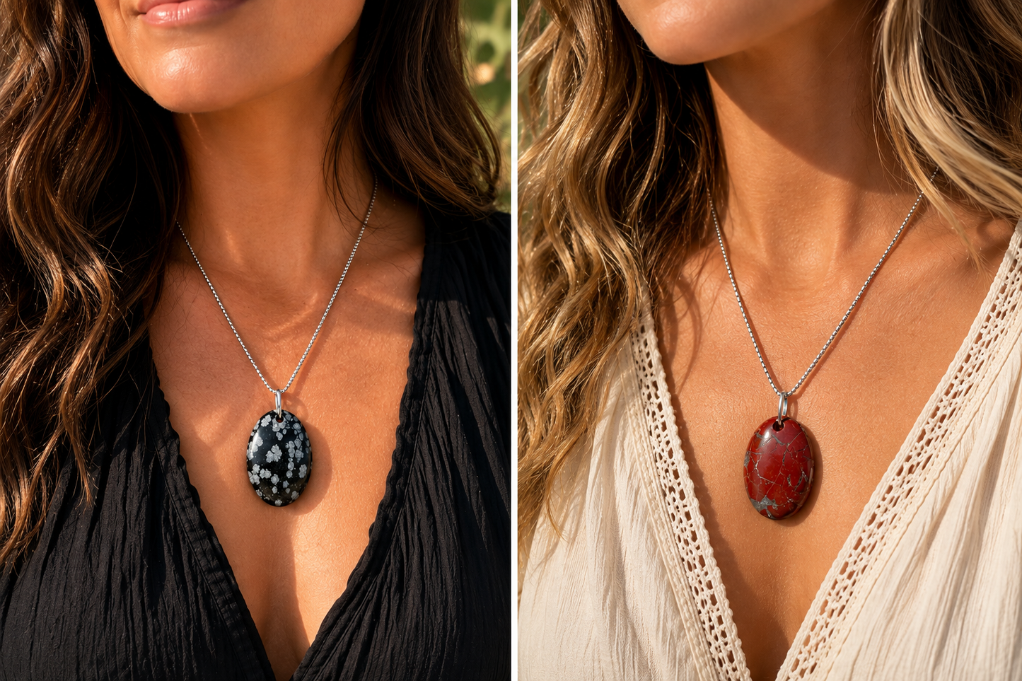 Snowflake Obsidian/Red Jasper Pendant