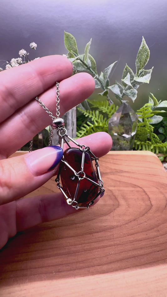 Blue Amber in interchangeable pendant