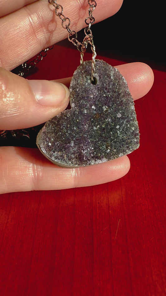 Amethyst Druzy Heart Pendant!