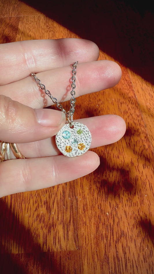 Citrine, Topaz, Peridot, Spinel pendant